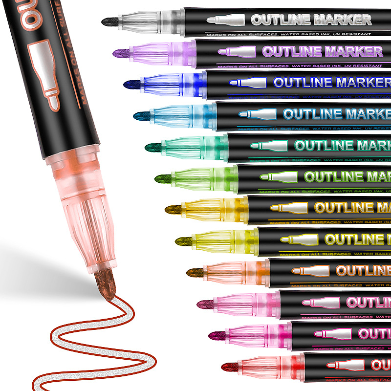 Highlighter Set Pastel - 8-60 Color Double Line Outline Art