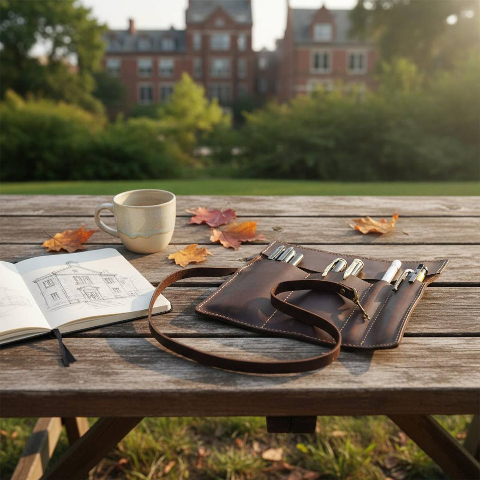 Leather Foldable Writing Utens - Pen Pouch Roll 评论和价格