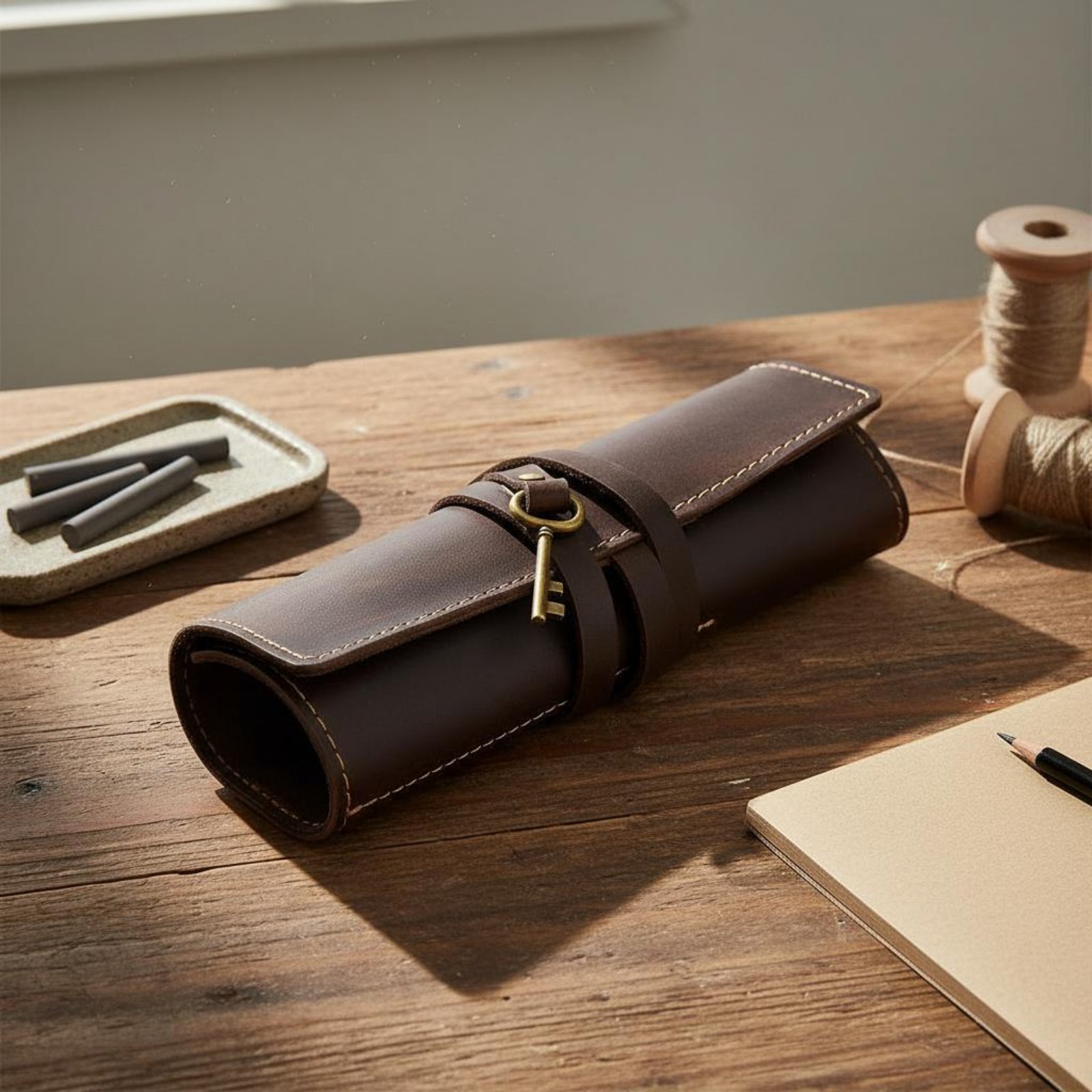 Leather Foldable Writing Utens - Pen Pouch Roll 评论和价格