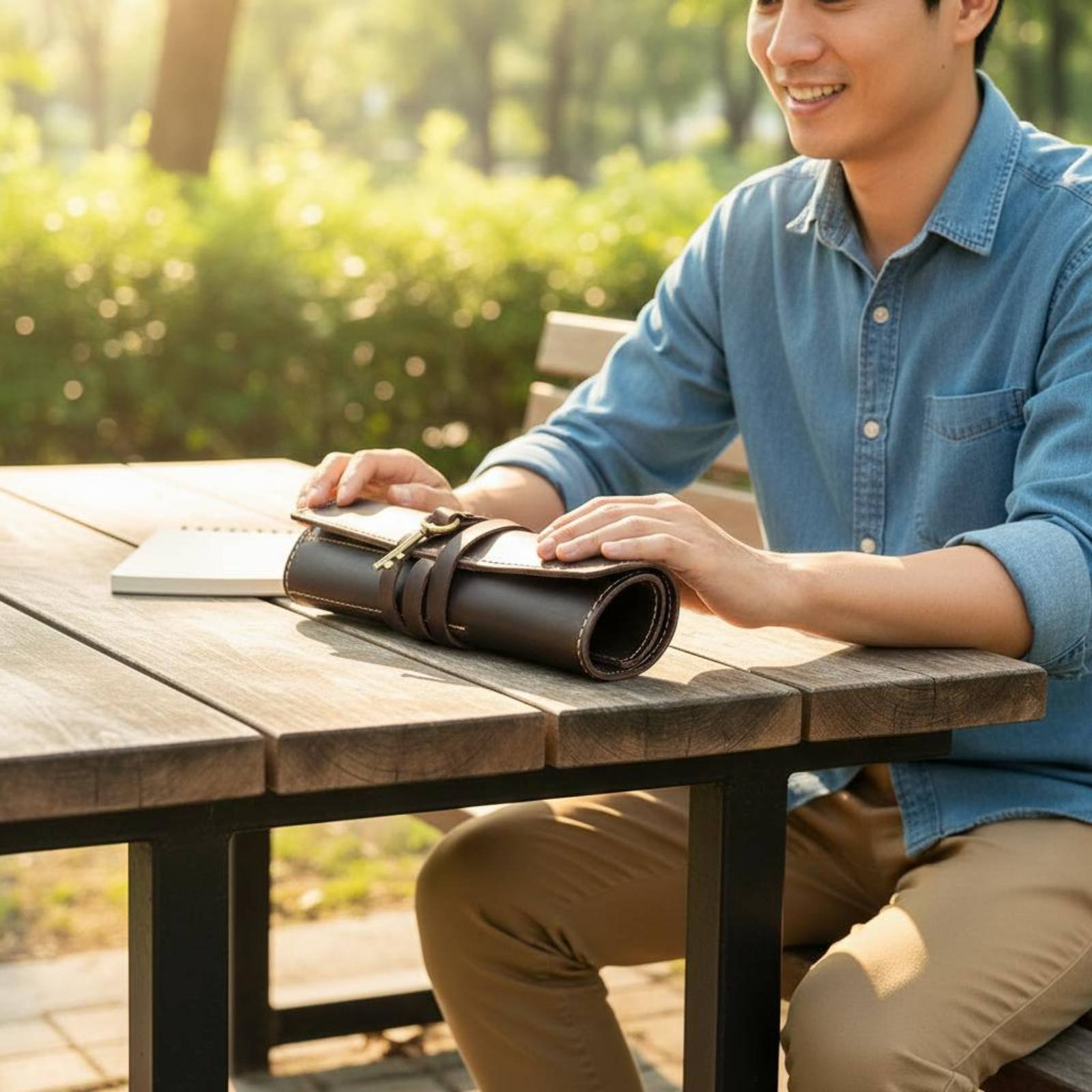 Leather Foldable Writing Utens - Pen Pouch Roll 评论和价格