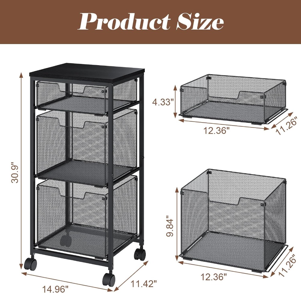 3 Drawer Mobile File Cabinet f - File Folder Hanging 评论和价格