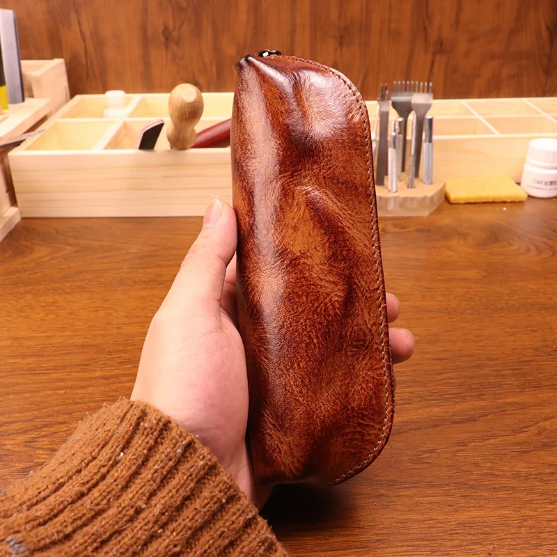 Cowhide pen bag for men vintag - Tan Stationery & Office Supply 评论和价格