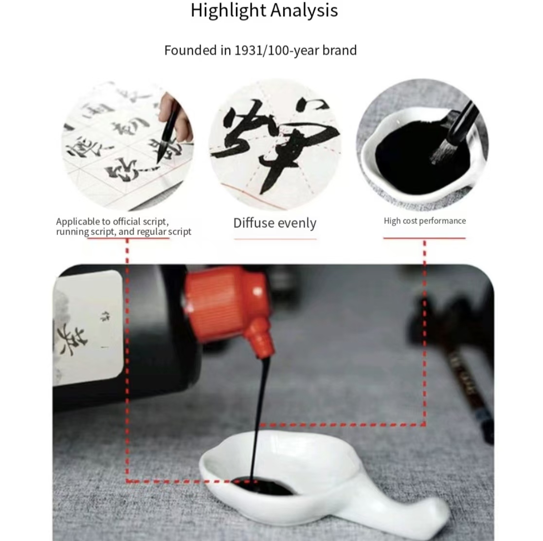 Black Chinese Calligraphy Ink  - Calligraphy Ink Bottle 评论和价格