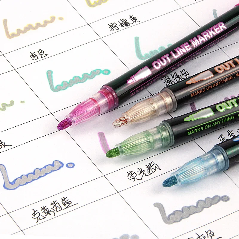 8-60 Color Double Line Outline - Highlighter Set Pastel 评论和价格