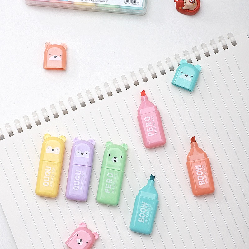 4/6/12 Pcs Kawaii Bear Highlig - Highlighter Set Pastel 评论和价格