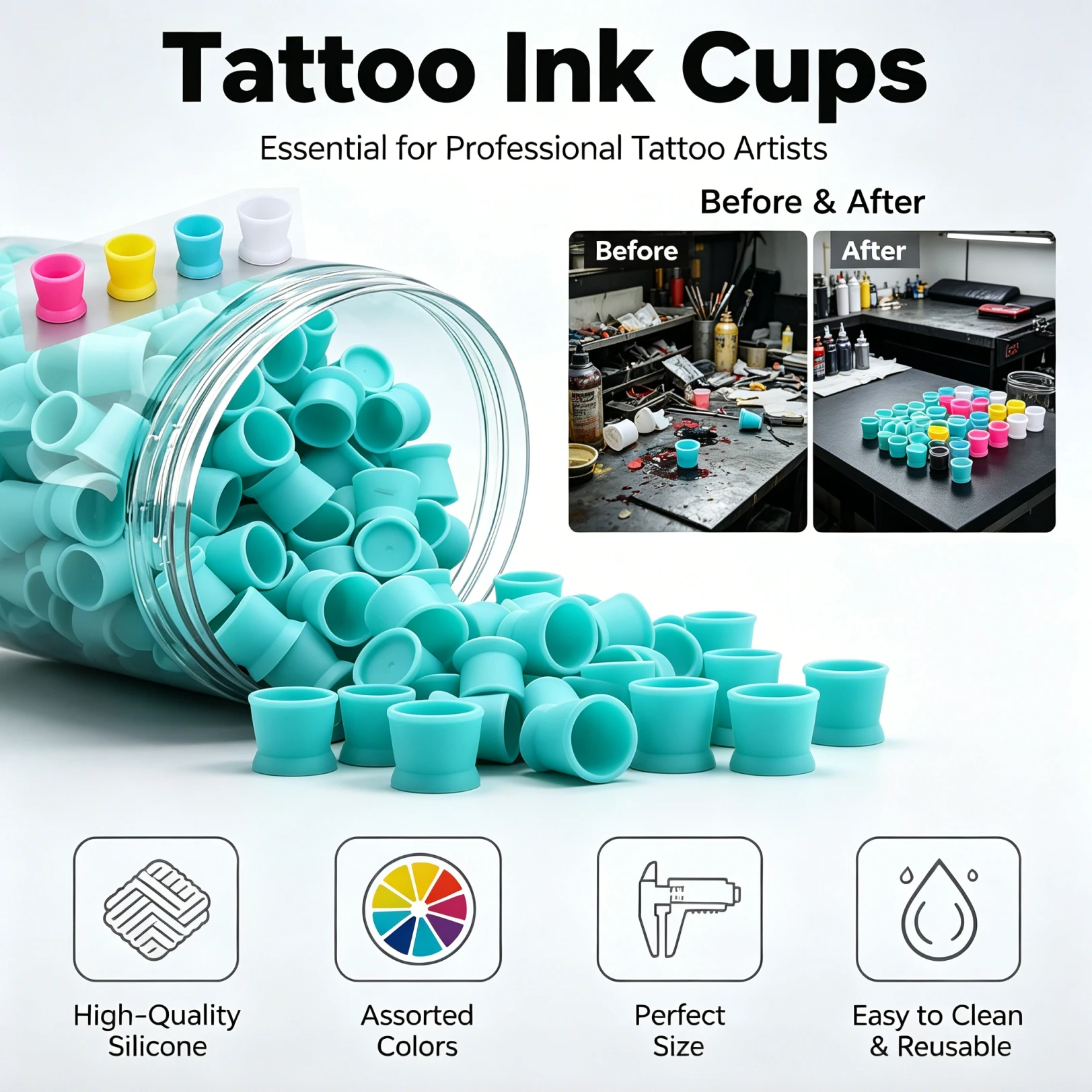 50/100/300pcs Silicone Tattoo  - Calligraphy Ink Bottle 评论和价格