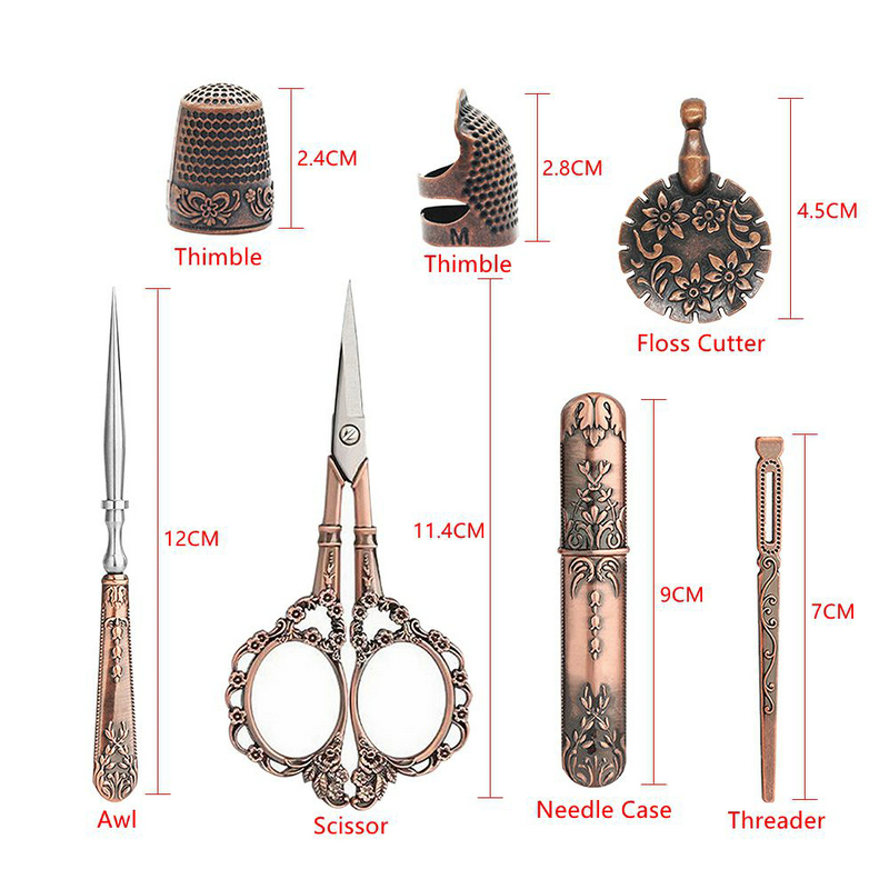 Vintage Sewing Kit European St - Scissors Stainless Craft 评论和价格
