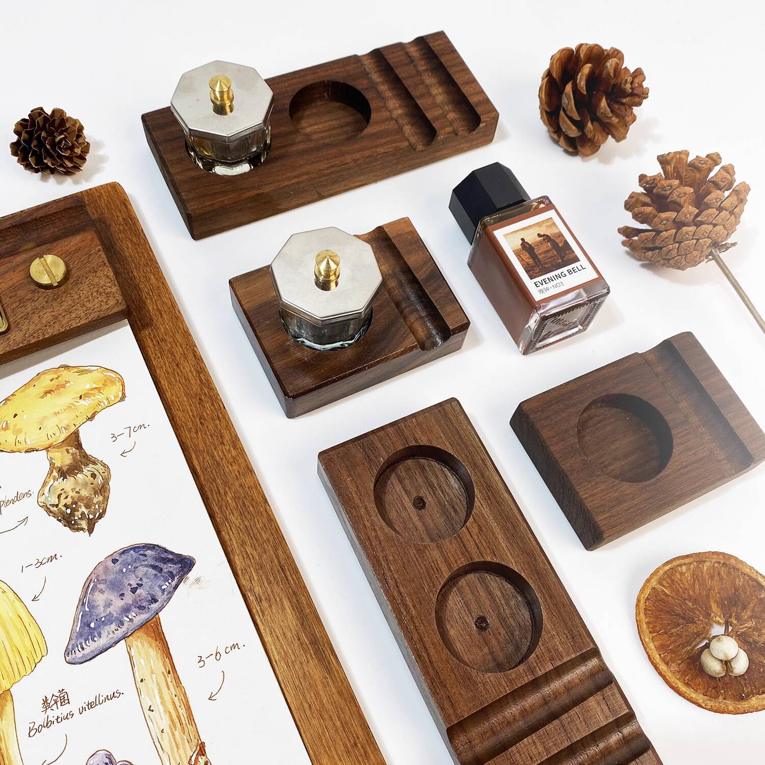 Ink Base Pen Rest Wooden Stand - Calligraphy Ink Bottle 评论和价格