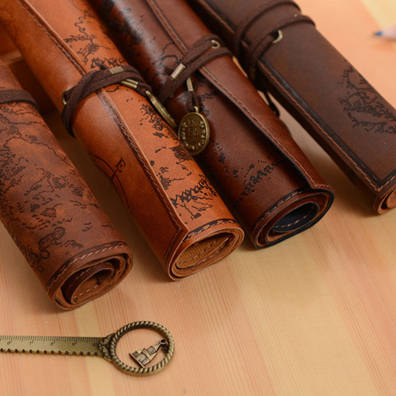 Vintage Retro Treasure Map Pen - Pen Pouch Roll 评论和价格